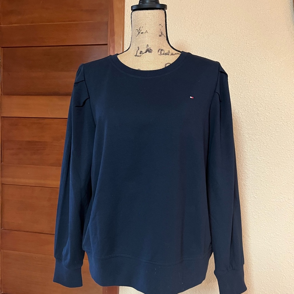 Tommy Hilfiger Puff-Sleeve Sweatshirt - NWT - Navy Sz L